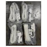 FOUR 25ft White Extension Cords, New in Package.