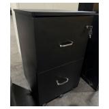 Black Rolling 2-Drawer File Cabinet with 2 Keys,
