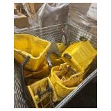 CRATE OF USED MOP BUCKET WITH SIDE RINGER.
