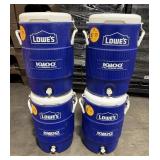 FOUR Blue Lowes Igloo 5-Gallon Beverage Coolers