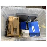 Bin of Misc Office Supplies, File Folders,