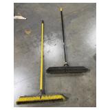 TWO Large Quickie Bulldozer Shop Brooms, Black &