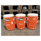 THREE 5-Gallon Igloo & Home Depot Drinking Water