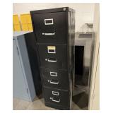 Black Metal 4-Drawer File Cabinet, No Key