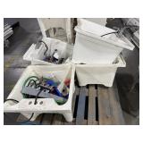FOUR Utility Tub Sinks with Contents, Some Legs