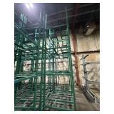 4 EXTRA DUTY, METAL, GREEN STACKABLE RACKS.