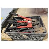 Crate Full of swagging tools and cutters