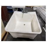 Large Utility Tub Sink White with Stainless