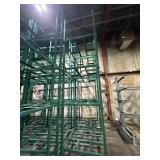 4 EXTRA DUTY, METAL, GREEN STACKABLE RACKS.