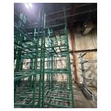 4 EXTRA DUTY, METAL, GREEN STACKABLE RACKS.