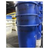 BUNDLE OF FIVE DARK BLUE TRASH CANS. NO LIDS.SEE