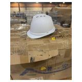 BOX OF BRAND NEW IN THE BOX WHITE HARD HATS. 2