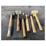 6 Mallets Hammers, Assorted Sizes