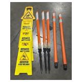 5 Reflective Ground Markers & 4 Wet Floor Signs