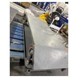 TWO METAL FLATBED PUSH CARTS. BOTH NEED HANDLES.