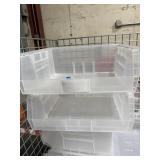 METAL CRATE AND 17 STACKABLE BINS. SOLD AS IS.