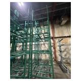 4 EXTRA DUTY, METAL, GREEN STACKABLE RACKS.