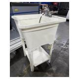 Large Utility Tub Sink White with Stainless