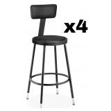 FOUR Shop Stools w/ Wooden Backrest Matte Black