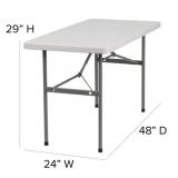 TWO NEW 24in x 48in White Plastic Folding Tables