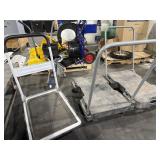 3 SMALL FLATBED PUSH CARTS. TWO ARE BY EVERBILT .
