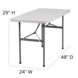 TWO NEW 24in x 48in White Plastic Folding Tables