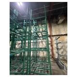 4 EXTRA DUTY, METAL, GREEN STACKABLE RACKS.