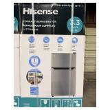 HISENSE COMPACT REFRIGERATOR/FREEZER. 3.3 CU FT.