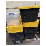 BUNDLE OF 16 TOTES WITH LIDS. UNKNOWN CONDITION.
