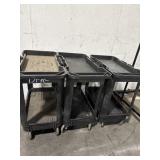 SET A THREE HEAVY DUTY DOUBLE TRAY ROLLING CARTS.