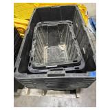 BUNDLE OF 8 HEAVY DUTY TOTES WITH NO LIDS.