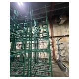 4 EXTRA DUTY, METAL, GREEN STACKABLE RACKS.