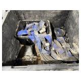 Crate of used fire hoses