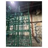 4 EXTRA DUTY, METAL, GREEN STACKABLE RACKS.