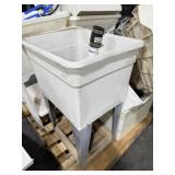 Small Utility Tub Sink with Gray Metal Legs No