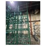 4 EXTRA DUTY, METAL, GREEN STACKABLE RACKS.