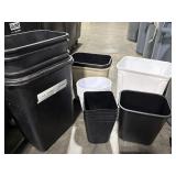 BUNDLE OF 25 MISC SHAPES AND SIZES TRASH CANS.