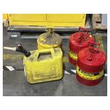3 Justrite Accuflow Fuel Cans & 1 Diesel Jug