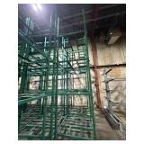 4 EXTRA DUTY, METAL, GREEN STACKABLE RACKS.