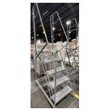 Industrial rolling platform ladder, designed for