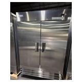 AVANTCO DOUBLE DOOR STAINLESS STEEL REFRIGERATOR.