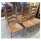 6 Antique DISTRESSED Wooden Rush Woven Rattan
