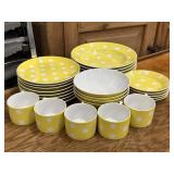 Fitz & Floyd Vintage Yellow Polka Dinnerware Set