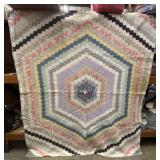 'Mosaic' Handmade Quilt, Hexagon Pattern, with
