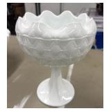Indiana White Glass Milk Glass Pedestal Compote
