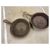 Two Vintage Miniature Cast Iron Skillets