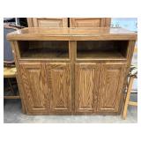 Solid Oak Wood Entertainment Media Console Stand