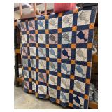 'Goblets' Handmade Quilt,  Blue and Yellow