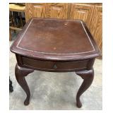 Mid-Century Burl Walnut Single Drawer Side Table