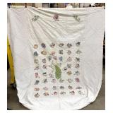 State Birds Vintage Handmade Twin Coverlet with